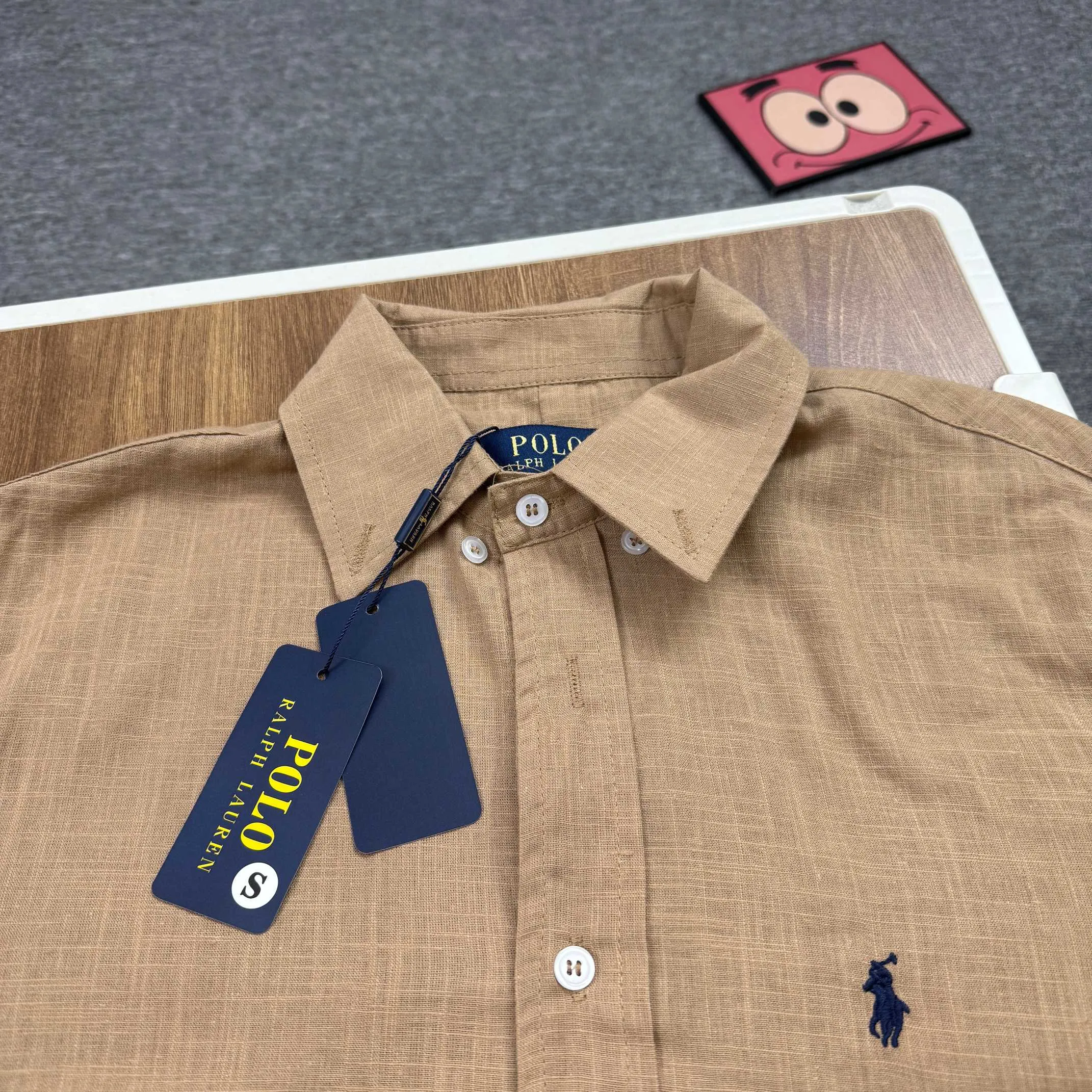 P220 💰Model G36 New Ralph Lauren pony logo linen embroidered shirt Ralph Lauren pony logo cotton and linen shirt Internet celebrity versatile popular style sun protection-Korean style series-loose and suitable for travel photography📷Excellent style-strong control and slimming Color: White Pink Khaki Size: S M L XL